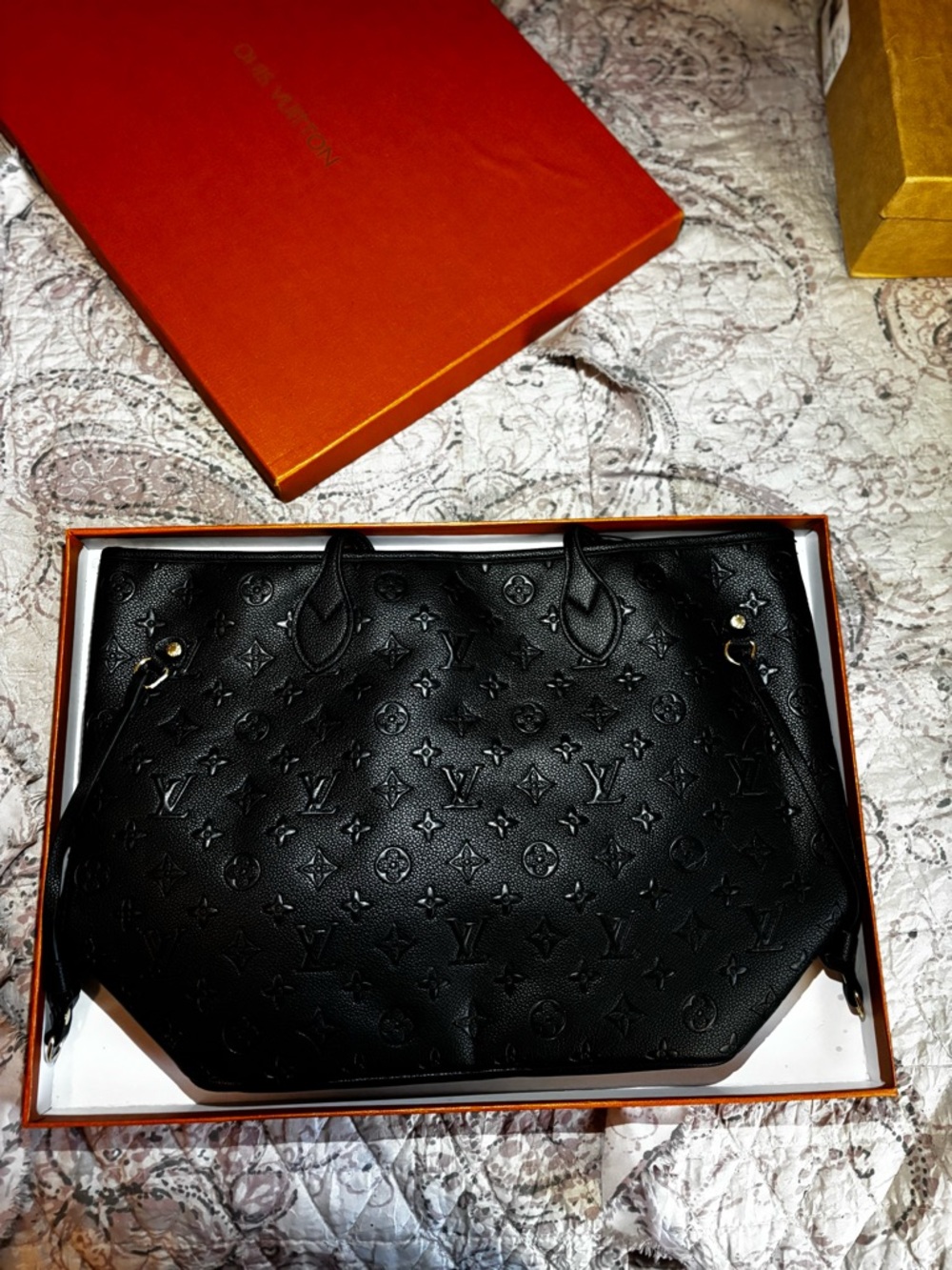 & Other Stories Black Embossed Tote Bag